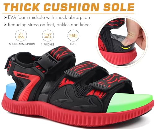 Image of KuaiLu Mens Hiking Sandals with Arch Support Orthopedic Walking Recovery Sandals for Plantar Fasciitis Open Toe Summer Athletic Sport Comfortable Cushion Breathable Outdoor Water Sandals Size7-13