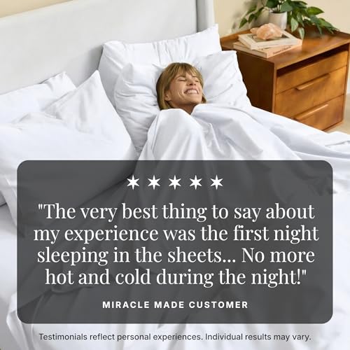 Image of Miracle Made Breathable Cotton Bed Sheets, 4-Piece Set - Silver-Treated, Soft and Cool-to-the-Touch Lightweight Bedding Designed for Hot Sleepers - Cali King Size, White