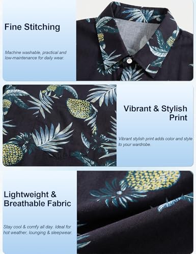 Image of Venzina Men's Floral Print Shirt - Stylish Summer Top for Lounge, Sleep & Beach Wear Lightweight Casual Shirt for Men Nightwear Pyjama Kurta