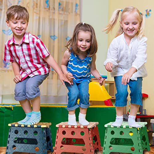 Pinkunn 6 Pcs Kids Folding Step Stool For Toddlers 7 Inch Plastic Nonslip Foldable Step Stool Holds Up To 110 Lbs With Handle Lightweight Folding Foot Stool For Bathroom Sink Kitchen #TOP1