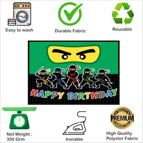 Image of Ninja Theme Backdrop | Backdrop for Birthday Decoration | Happy Birthday Banner (Pack of 1, Multicolor, Size: 4x3 Feet)