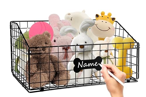 ZoeQide Cesto Organizador Plegable para Juguetes de Mascotas, Contenedor de Metal Resistente a Mordeduras, Almacenamiento Compacto Multiusos para Perros y Gatos 40x27x21cm Negro