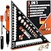 Messe mit günstig Kaufen-5-in-1 Zimmermannswinkel Winkelmesser Anschlagwinkel - Inkl. Tieflochmarker - Aluminiumwinkel mit 180 mm Schenkellänge zum präzisen Anreißen & Zeichnen/Multifunktional Weihnachtsgeschenke für männer