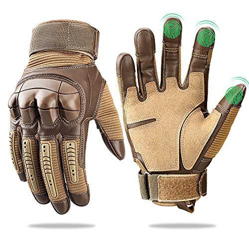 Tactical Gloves for Men Military Hard Knuckle Touch Screen Full Finger Airsoft Gloves for Shooting Hunting Cycling Motorbike