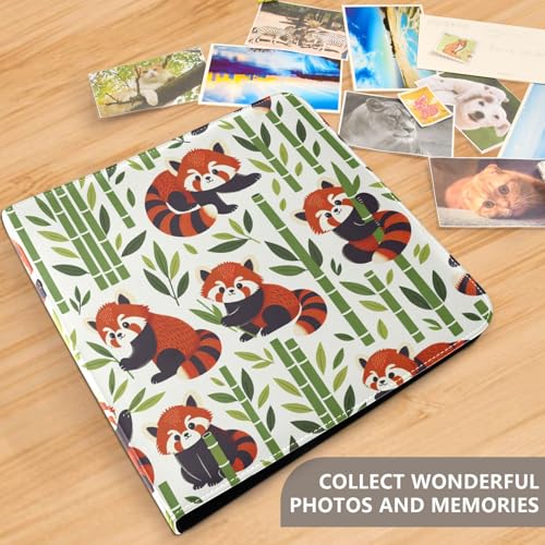 Álbum de fotos adhesivo DIY Scrapbook álbum con diseño de panda rojo, 3 anillos, 40 páginas, 8x10 pulgadas para recuerdos miniatura 5