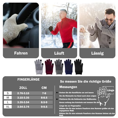 ineepor Alpaka Handschuhe Herren Damen Winter Strickhandschuhe Thermo Warme Wolle Gloves Touchscreen Dünne Grip Weich Rutschfest Flexible