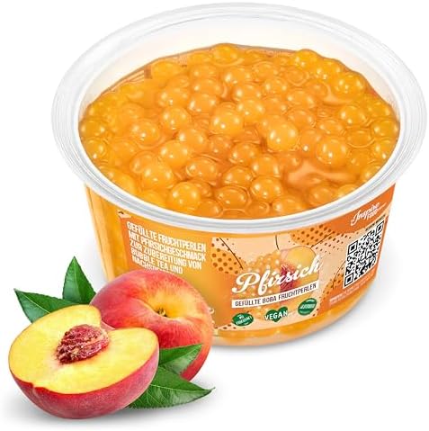 INSPIRE FOOD Popping Boba Pearls for Bubble Tea - Peach - 450gm