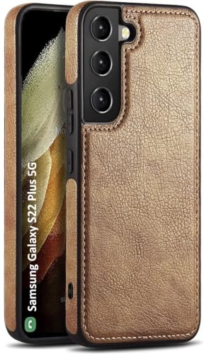 Image of MOBILOVE PU Leather Flexible Shockproof Design Back Case Cover for | Samsung Galaxy S22 Plus 5G (Brown)
