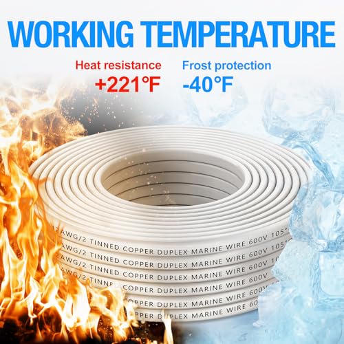Naoevo BEC2W-12A15FT 12 Gauge Marine Wire Duplex Marine Grade Wire, 12 Awg Wire Stranded Pvc Boat Electrical Wire thumb #4