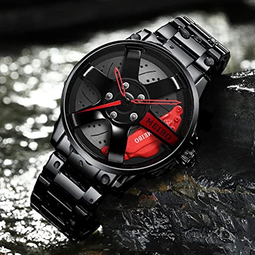 Jauarta Montre de sport en acier inoxydable pour homme avec roues creuses 3D, b – vue 2