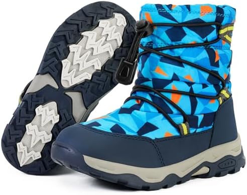 PolarPals Toddler Snow Boots Boys Girls Winter Shoes Waterproof Slip Resistant Outdoor Warm Boots for Little Kids (Blue,6.5)