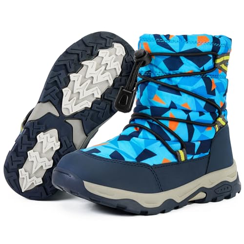 PolarPals Toddler Snow Boots Boys Girls Winter Shoes Waterproof Slip Resistant Outdoor Warm Boots for Little Kids (Blue,6.5)