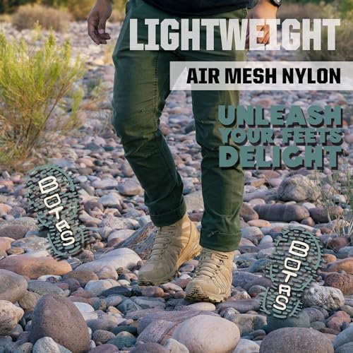 Image of Waterproof Tactical Boots Men, Breathable Outdoor Lightweight Military Hiking Work Boots for men