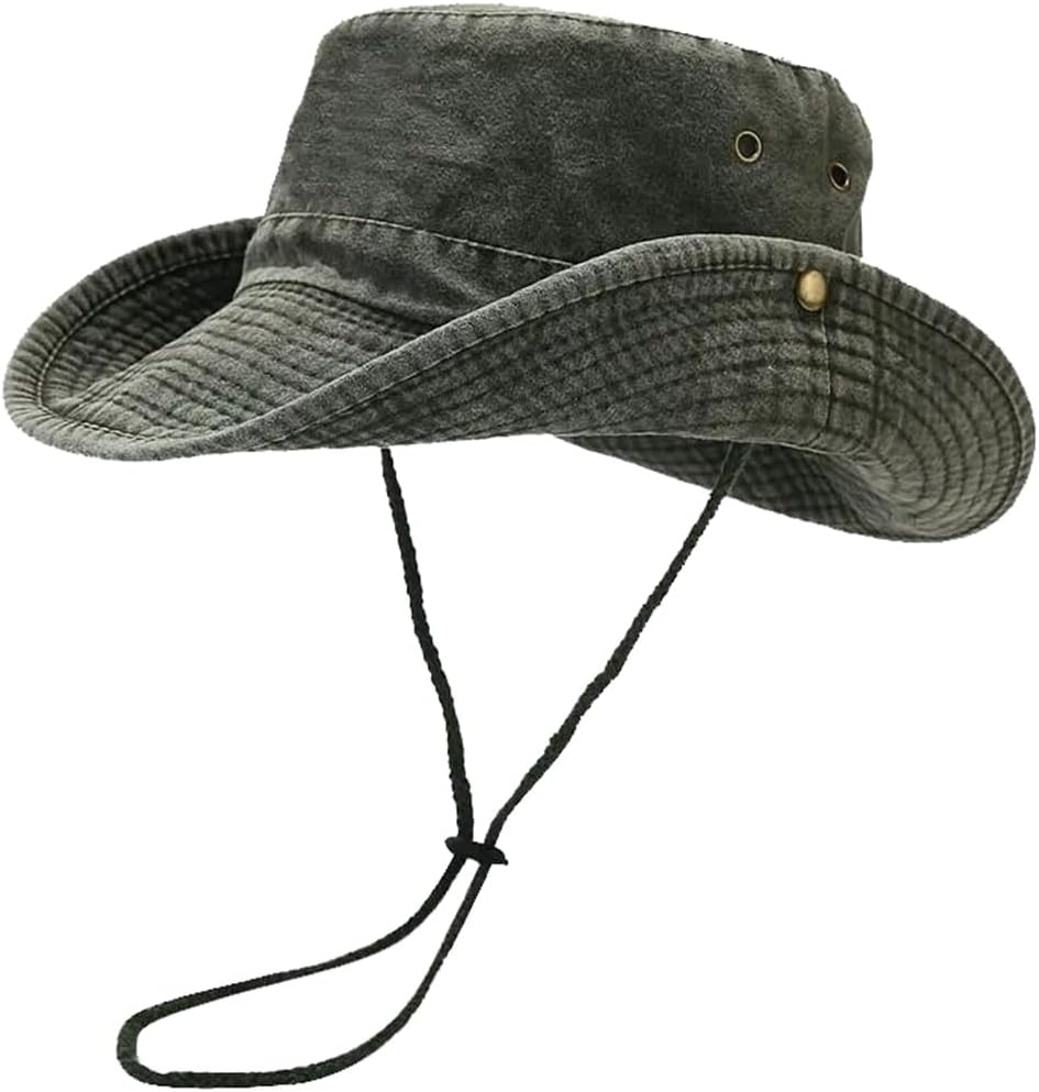 Retro Cowboy Bucket Hat Men Women Fashion Sun Hat Adjustable Casual Beach Hat Summer Fishing Hiking Hat