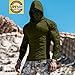 Men's Camo Sun Protection Hoodie with Mask UPF 50 Uv Long Sleeve Shirt Sun Shirt Uv Hooded Outdoor Rash Guard