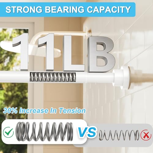 Image of Tension Curtain Rod 30 To 63 Inch White Tension Rods Adjustable Spring Loaded Curtain Rods 7 /8 inch Curtains Rods No Drilling Tension Rods For Windows Bedroom Closet Doorway Door (Pack of 2)