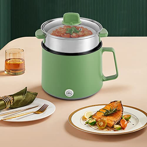 Hot Pot Eléctrica Portátil Multicooker Olla Eléctrica, Sartén Eléctrica Antiadherente con Vaporera Doble Control de Potencia, Protección contra la ebullición en Seco Protege, 17 x 17 x 25 cm