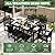SUUNYN HDPE Outdoor Dining Set, Patio Table and Chairs Set, All-Weather 7-Piece Outside Table and 6 Chairs, 2" Umbrella Hole, Outdoor Furniture for Garden, Poolside, Backyard, Deck | Black