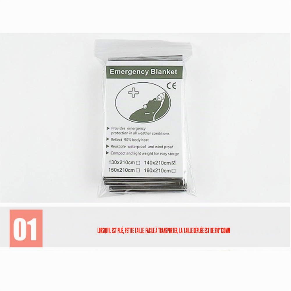 Lot de 10 couvertures de survie en aluminium réfléchissant pour adultes - Couverture de premiers secours pour l'extérieur, la randonnée (140 x 210 cm)
