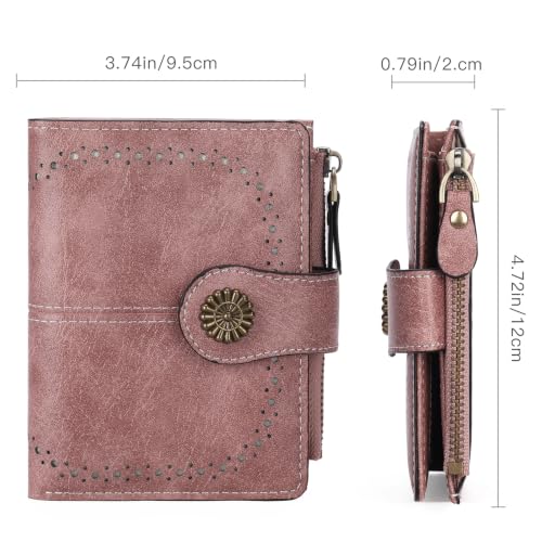 Image of Small Wallet for Women Bifold Credit Card Holder RFID Blocking with Zipper Pocket