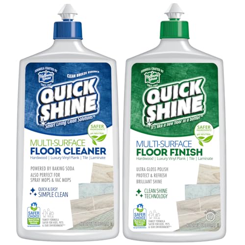 Quick Shine Multi Surface Floor Cleaner & Floor Polish w/Clean Shine Technology 2-27oz Bottles | Use on Hardwood Laminate Luxury Vinyl Plank Tile & Stone | Safer Choice Formulas