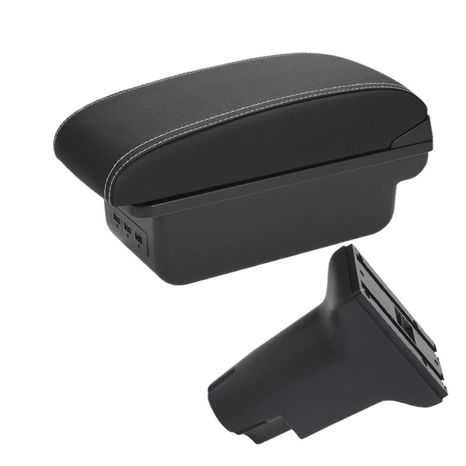 Hguvsjd Armrest Box For Fiat For 500 For Cronos Armrest Center Auto Storage Box Dedicated Retrofit Parts Interior Accessories Car Armrests(B Black white 3USB)