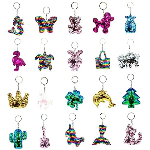 CCKUU 22pcs Flip Sequin Glitter Keychains Kids Party Favors Keychains for DIY Crafts, Kids & Adults Birthday Party Gifts Ornaments Decorations Backpack Accessories (Mixed 22 PCS) Cover