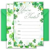 ATOERNCSO 4x6 Shamrock ‘You’re Invited’ Invitations (20 Cards + 20 Envelopes) - St. Patrick’s Day Green Party Invites.(004)