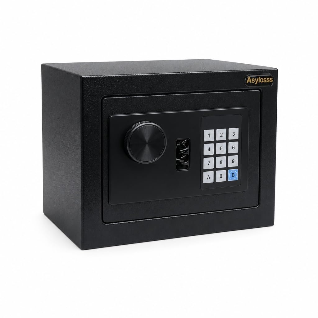 Piccola cassaforte in acciaio da 6,6 l, con allarme, serratura a tastiera, montaggio a parete o portatile, 2,8 kg, per casa, dormitorio, viaggi, 4 opzioni di colore