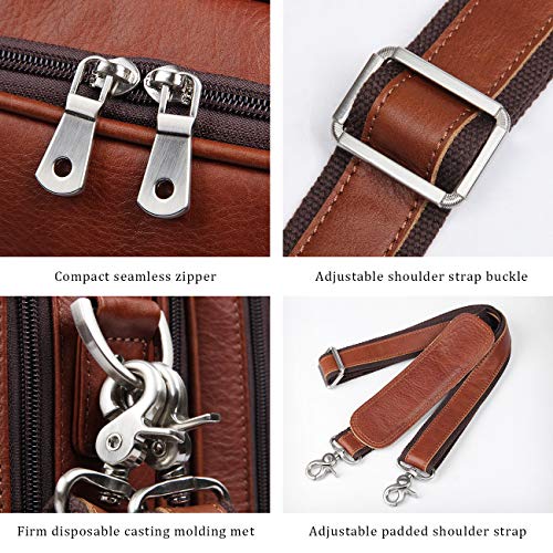 Augus Business Travel Briefcase Genuine Leather Duffel Bags for Men Laptop Bag fits 15.6 inches Laptop (Light Brown) by Augus - Image 6