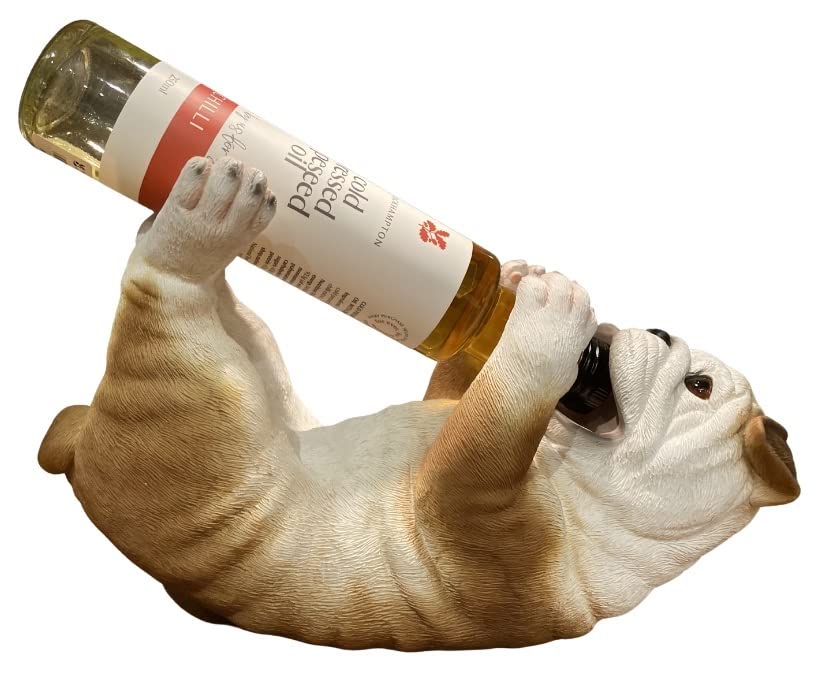 G&H Decor - Charming Bulldog Gifts - Humorous Dog Wine Bottle Holder for Women - Mum & Dog Owners - 29cm Resin Animals