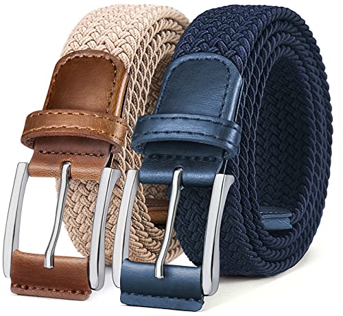Image of BULLIANT Belt for Men 2Pack,Mens Gift Stretch Braided Web Belt Elastic for Casual Golf Jeans,1 3 /8 inch