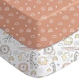 Yoofoss Baby Crib Sheets 2 Pack for Boys and Girls - 52x28 Fitted Crib Sheet Neutral Fits for Standard Crib and Toddler Mattress, Ultra Soft Breathable Microfiber Animal World