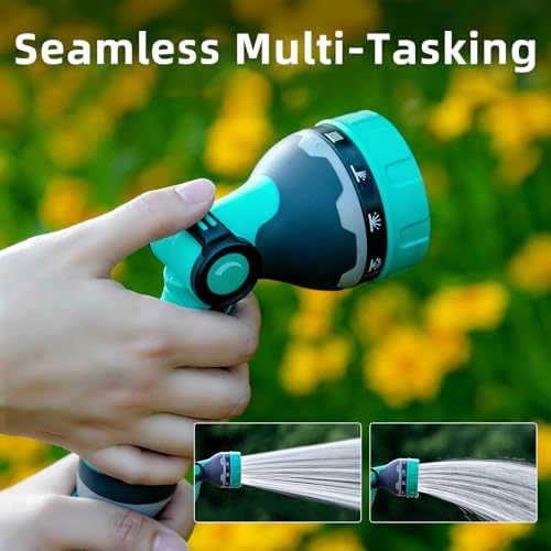 Garden Hose Nozzle, Hose Sprayer Nozzle with 10 Patterns High Pressure Water Hose Nozzle with Thumb Control, ABS Hand Spray Comfortable Grip for Outdoor Watering Plants & Lawns, Washing Cars & Pets - Thumbnail 2