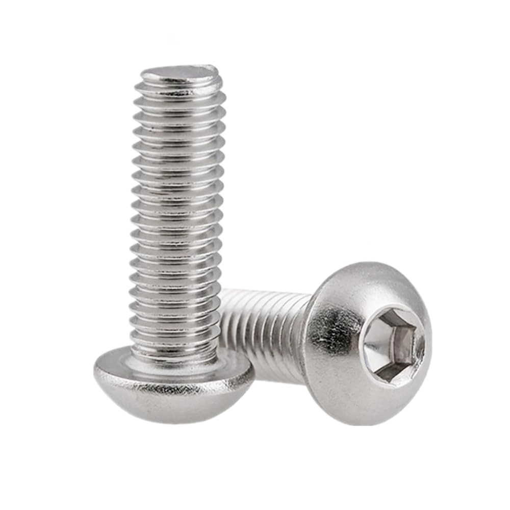(M8 x 20 mm, 100 piezas) de acero inoxidable, máquina de enchufe de tapa redonda y tornillos de cabeza de botón, pernos plateados para restauración de carpintería de bricolaje, perfecto para proyectos