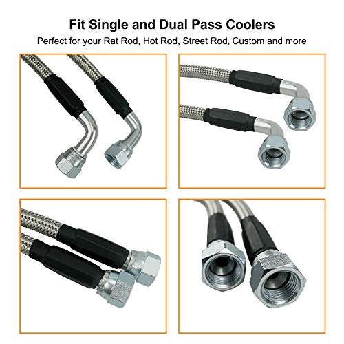 6An Ss Transmission Cooler Hose Fitting, Fit For Chevy Ford Mopar Gm Gmc Buick Cadillac Cars And Trucks, Stainless Steel Braided Lines, Replace 700R4/ Th350/ Th400/ Np-700Rtl #TOP4