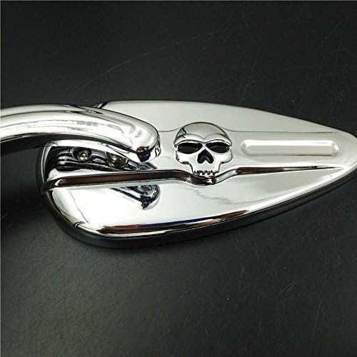 Miniatura 8 de Aluminio Forma De Lagrima chapado en cromo Cráneo Zombie Emblema Espejos para Harley Sportster Dyna Touring Dyna Wide Glide EFI FXDWGI