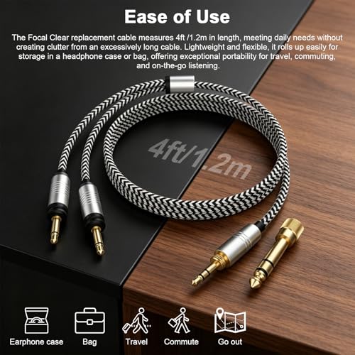 Cable de audio 3.5mm a 6.35mm para auriculares Focal 1.2 m miniatura 6