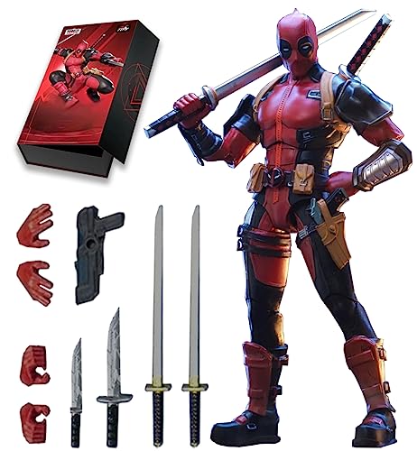 KUOMISUL 7 Inch Deɑdpool Action Figure,Exquisite Painting Collectible Toy with Lots of Accessories (1/10 Scale)