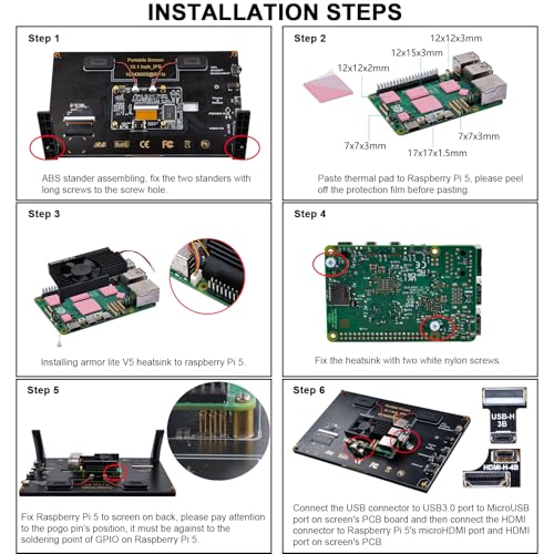 GeeekPi 静電容量式タッチスクリーン Raspberry Pi用 HDMIモニター IPS 1024X600 LCDディスプレイ デュアルスピーカー付き Raspberry Pi 5/4B/3B+/3B/B+用 Raspberry Piボードを取り付けるためのマウント穴付き… (10.1インチ画面) の商品画像 5