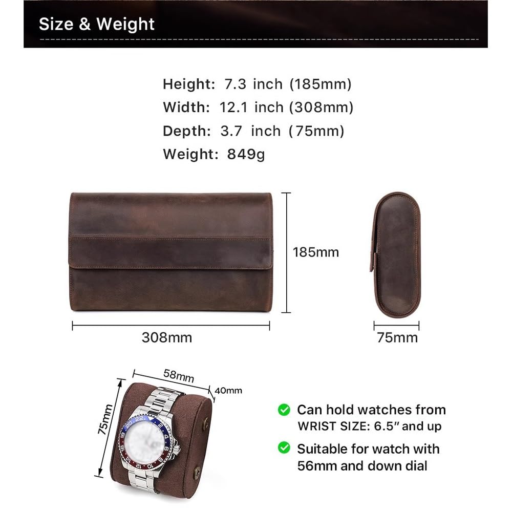 Uhren-Reiseetui, 8 Fächer, Uhrenrolle, Organizer, Display, Leder-Uhrenetui, Uhren-Organizer für Damen und Herren