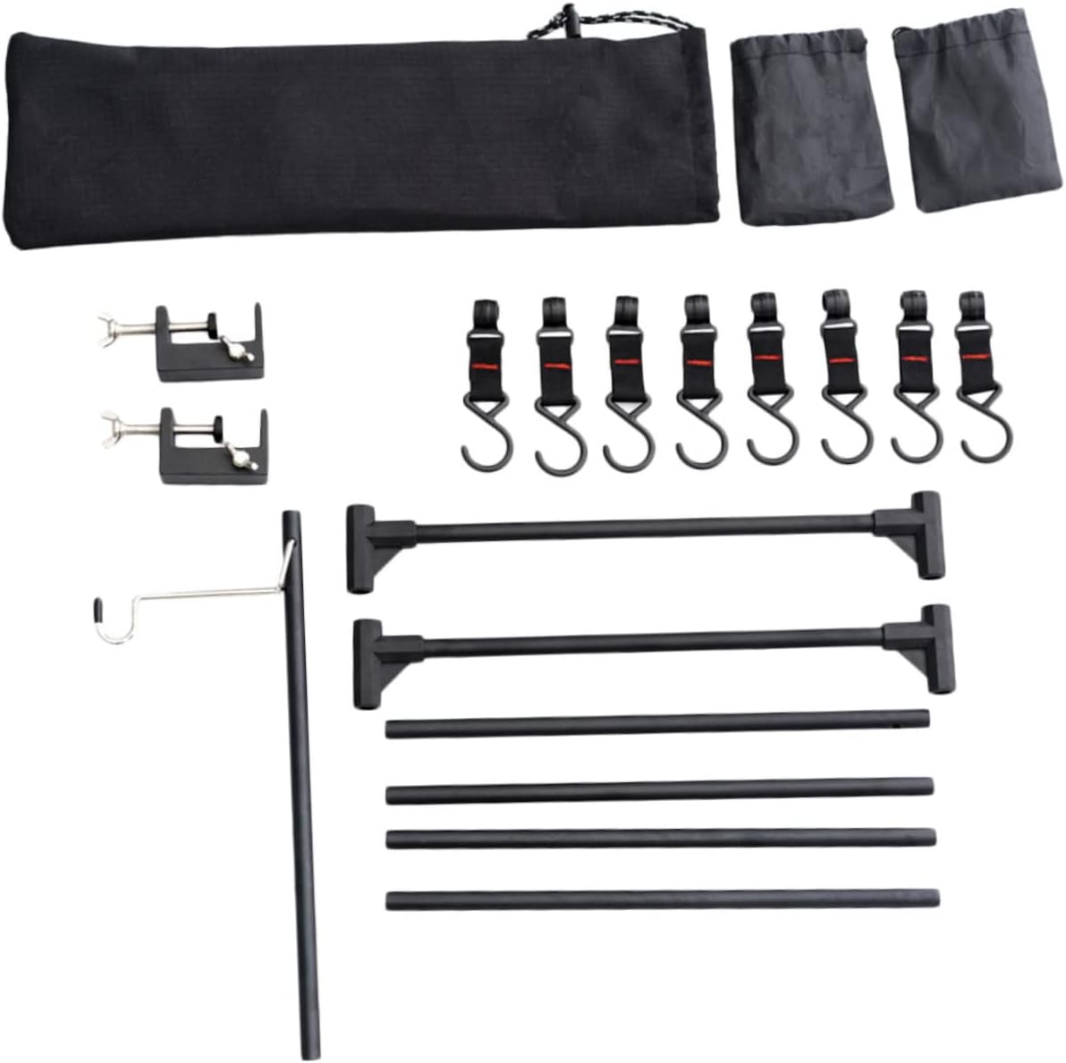 1set Portable Camping Storage Rack Aluminum Alloy Rack for Camping Sundries Light Hook Table