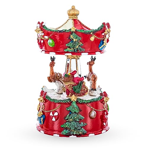 Santa's Merry Carousel Ride Spinning Musical Figurine