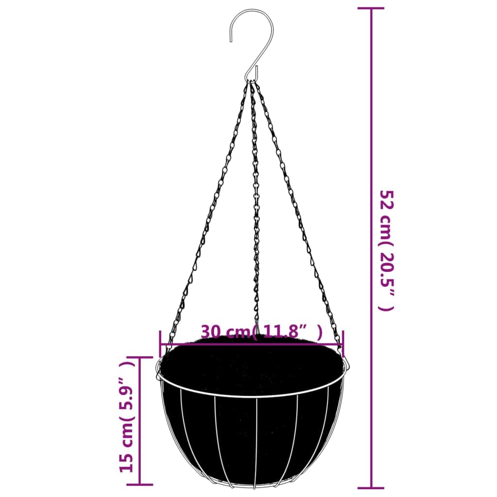 Tubes d'extension, piquets pour jardin, tuteurs pour plantes, supports pour paniers suspendus avec pots de fleurs, 4 unités en acier noir Ø 30 x 52 cm