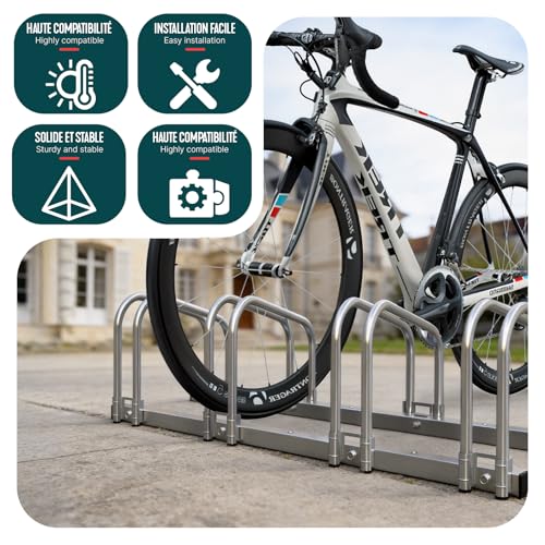 Image of VOUNOT Bike Stand Floor 4 Rack Bike Garage Bicycle Storage Parking Rack Cycle Organizer Locking Stand for Indoor Outdoor