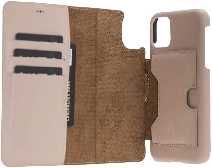 Venito Florence Leather Wallet Phone Case Compatible with iPhone 11 - Extra Secure with RFID Blocking - Detachable Phone Wallet (Nude Pink)
