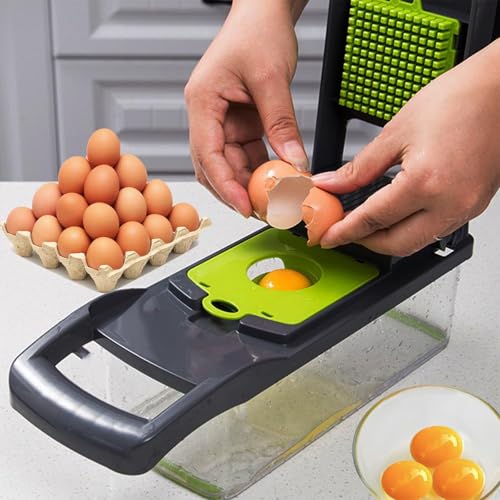 Haushalt und Küche, Gemüseschneider mit Aufbewahrungsbehälter, 16-teiliges Gemüseschneider- und Würfelset, Mandoline mit Eiweißtrenner für Kartoffeln,
