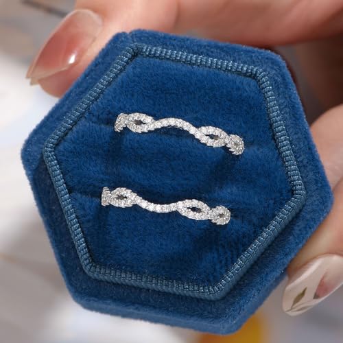 Wuziwen Twisted Infinity Ring Enhancer for Engagement Rings 2 Pieces Wedding Bands for Women 925 Sterling Silver Stackable3