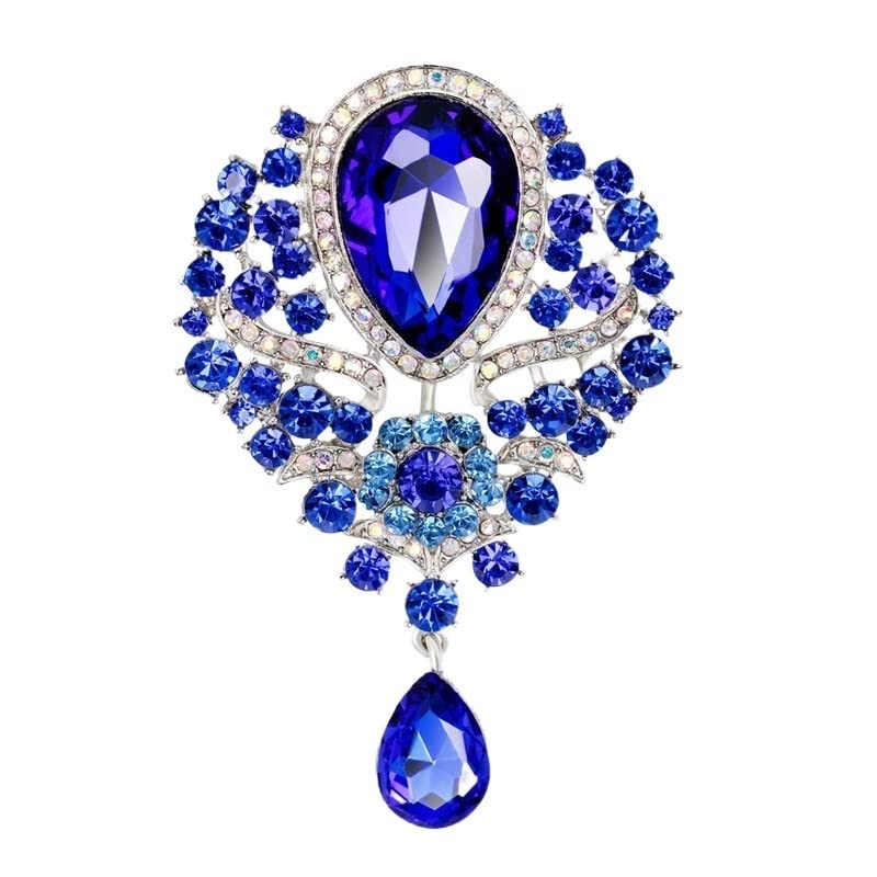 Broche en cristal bleu marine : bijou vintage élégant pour femmes