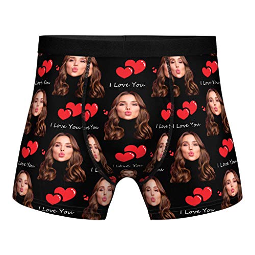 Custom Boxer Briefs for Man Underwear Printed with Girlfriend Funny Face Photo Romantic Gifts